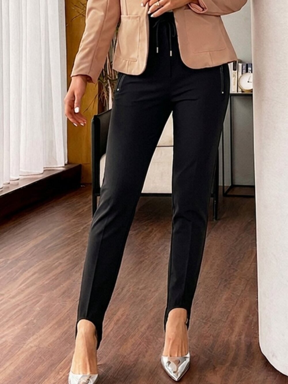 Theory Wool Blend Gray Stirrup Stretch Leggings